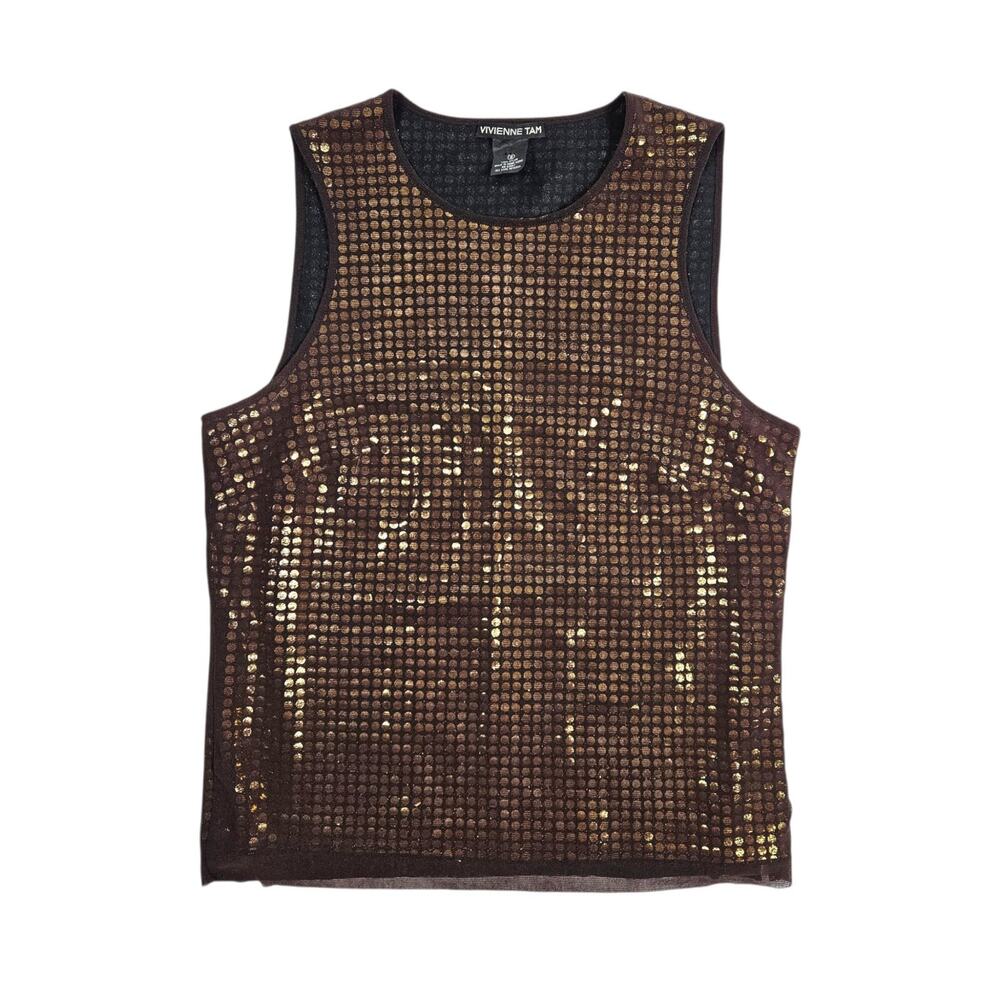 Vivienne Tam Vintage Top Mesh Sequin Y2K Brown & Gold - Medium